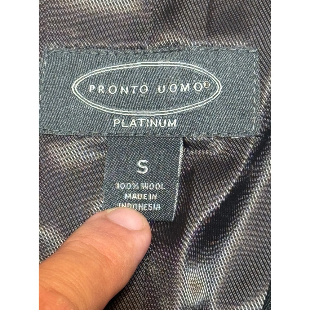 Pronto Uomo Platinum Mens Small Charcoal Gray 100% Wool Suit Vest Waistcoat - Picture 2 of 7